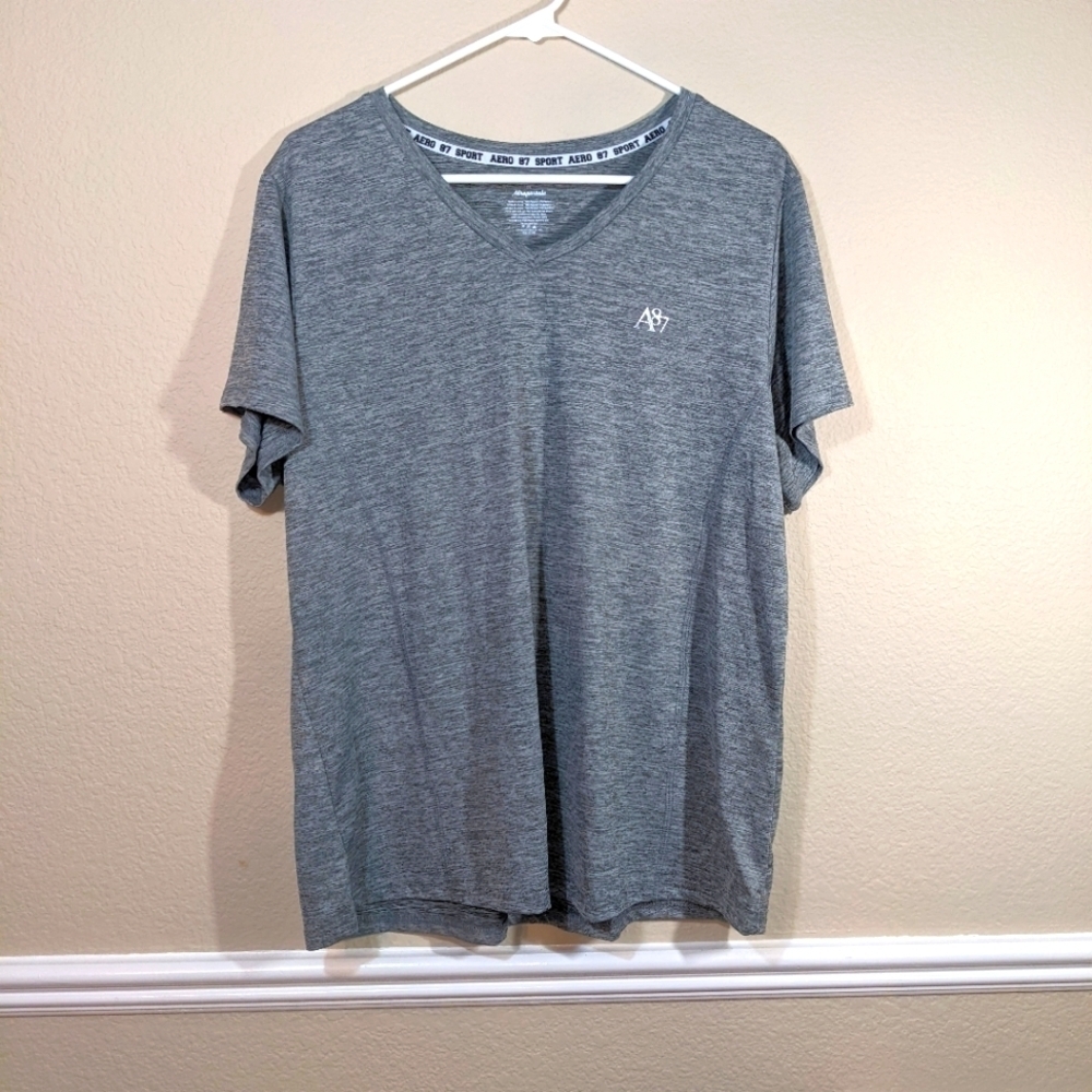 Aeropostale A87 Heather Gray Sport V-Neck Top